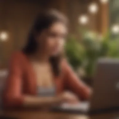 Traveler reviewing options on a laptop