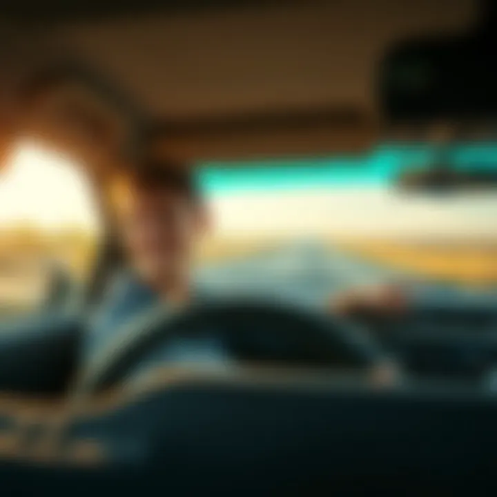 A happy teenager driving a reliable vehicle on an open road