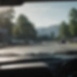Close-up view of a windshield replacement process highlighting precision and care.