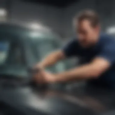 Expert Windshield Repair in Action Professional technician repairing a windshield