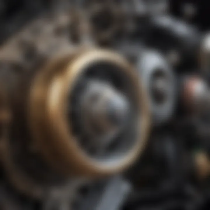 Detailed view of antique car's mechanical components