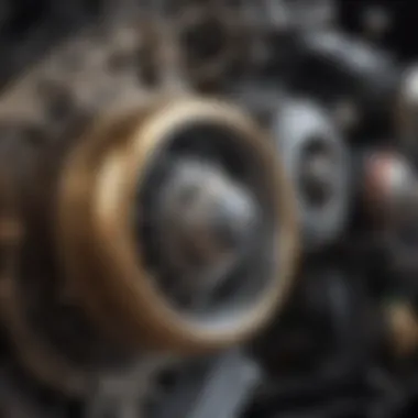 Mechanical Condition Assessment Detailed view of antique car's mechanical components
