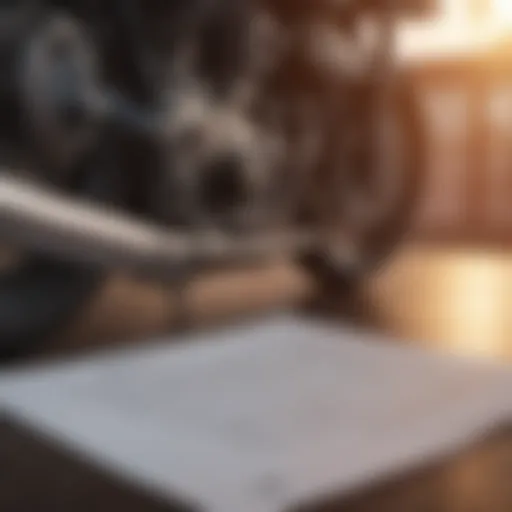 Close-up of a motorcycle insurance policy document