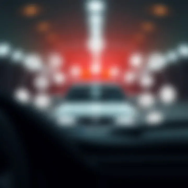 A sleek illustration of a car surrounded by insurance icons