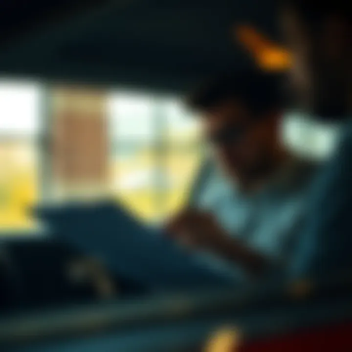 A person reviewing legal documents related to car selling