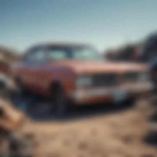 Illustration of a totaled car in a junkyard