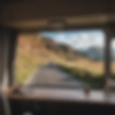 Scenic view from the living area of a motorhome during a road trip