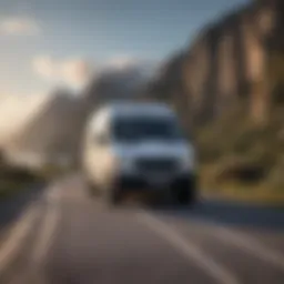 A spacious van parked against a scenic backdrop
