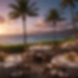 A scenic view of a Hawaiian event venue overlooking the ocean.