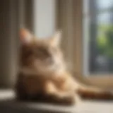 A playful cat lounging on a sunny windowsill