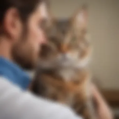 A cat receiving veterinary care with a compassionate vet