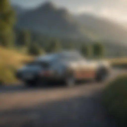 Porsche car parked in a scenic location