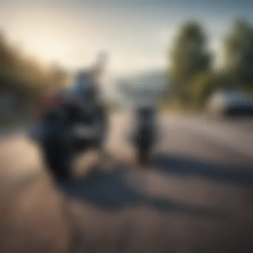 Motorcycle being towed on a roadside