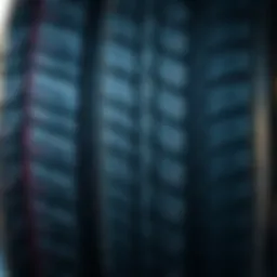 Detailed view of tire tread wear patterns
