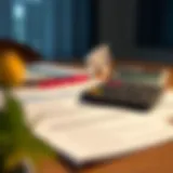 A calculator and financial documents on a table representing budgeting for a home.