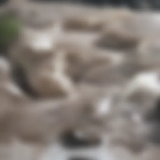 Close-up view of oil-stained cement surface before treatment