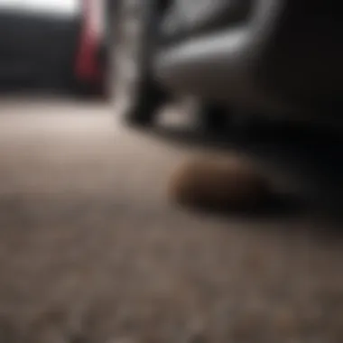 A close-up view of a car carpet with visible dog hair.