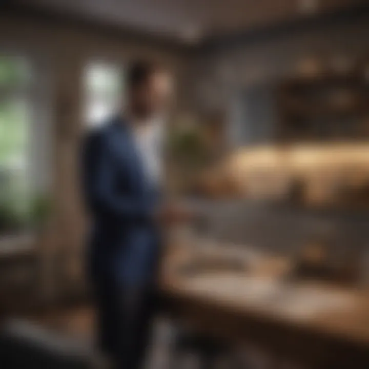Real estate agent advising clients