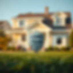 Illustration of a home with a shield symbolizing protection
