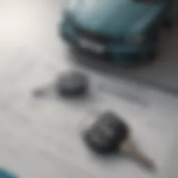 A calculator and car keys on a financial document