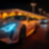 Luxury sports car showcasing performance features
