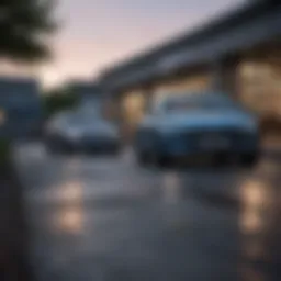 A modern car on a leasing lot