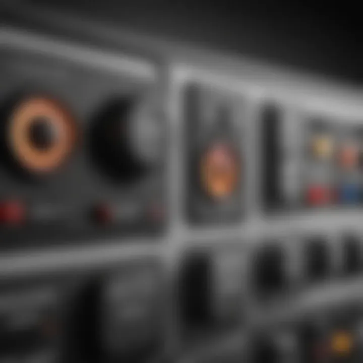 Close-up of wireless alarm control panel with features highlighted