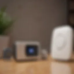 A modern wireless alarm system displayed in a home setting