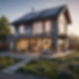 A modern eco home showcasing solar panels on the roof