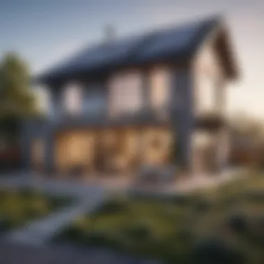 A modern eco home showcasing solar panels on the roof