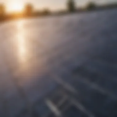 Close-up of a solar panel absorbing sunlight