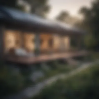 A serene environment with solar-powered homes and greenery