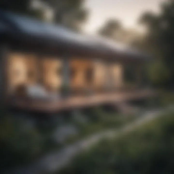 A serene environment with solar-powered homes and greenery