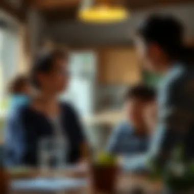 Illustration depicting a family discussing insurance options