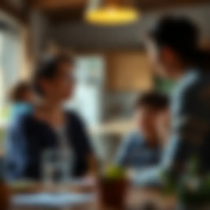 Illustration depicting a family discussing insurance options