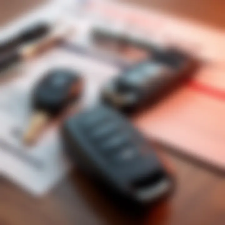 Car keys and insurance documents on a table