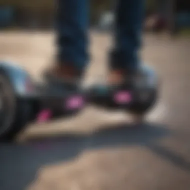 Close-Up of Hoverboard Controls A close-up view of hoverboard controls and features highlighting safety mechanisms