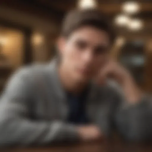 Young adult contemplating financial security