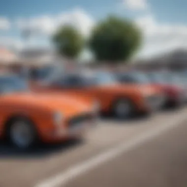 Celebrating Iconic Models at a Car Show A collection of iconic old-school cars lined up at a car show