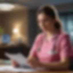 Nurse analyzing insurance documents