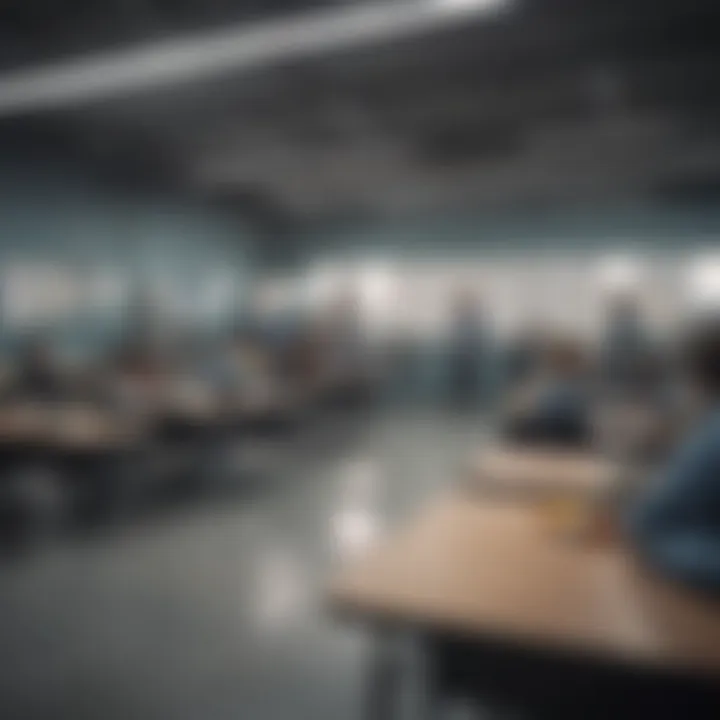 A classroom setting with students learning about RV safety regulations