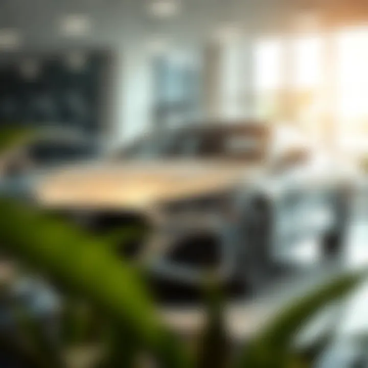 Sleek New Car Display A sleek new car on display at a dealership