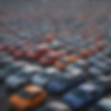 Diverse range of used cars lined up in a dealership lot