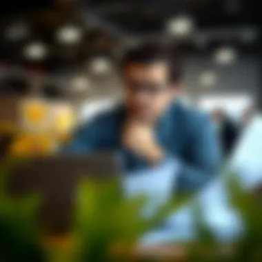 Evaluating Car Financing Options A thoughtful individual reviewing car financing options on a laptop, surrounded by finance documents.