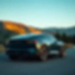 A sleek plug-in hybrid SUV parked in a scenic landscape