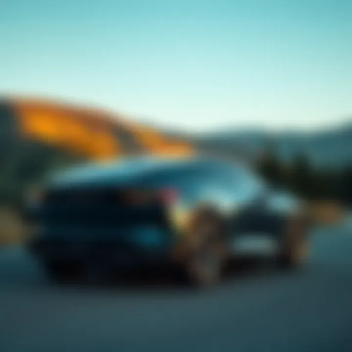 A sleek plug-in hybrid SUV parked in a scenic landscape