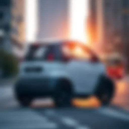 Electric smart car in urban environment