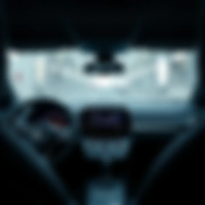 Interior dashboard of a smart vehicle with driver-assistance systems