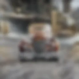 A classic vintage car parked in a picturesque setting