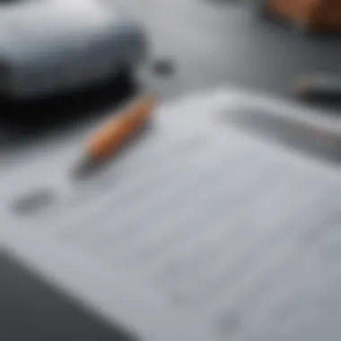A close-up of a document highlighting warranty terms and conditions with a pen for signing.
